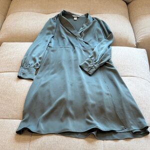 H&M Teal Wrap-Style Long Sleeve Dress